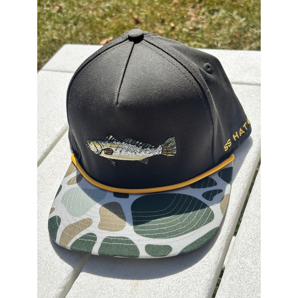 Southern String Hat Co Trout Fish Snapback Hat Black Duck Camo Rope Trucker Cap - Picture 5 of 5